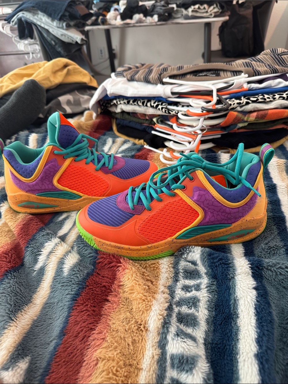 And1 Men's Multicolor Athletic Sneakers in Orange, Purple & Teal